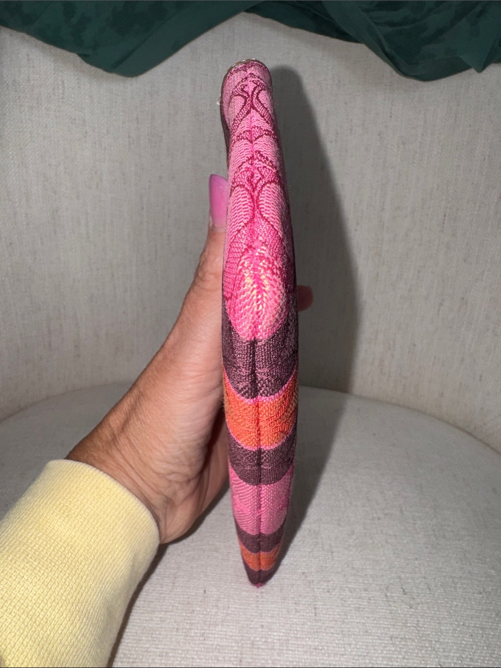 COACH Plum, Fuchsia & Orange Striped Signature Wristlet EUC - Picture 5 of 11